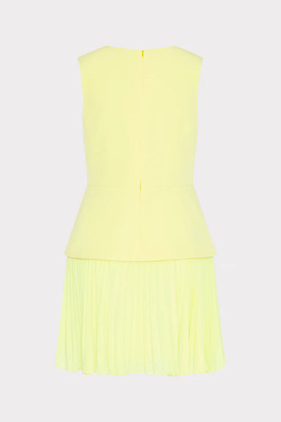 Milly Haddy Pleated Mini Dress- Yellow