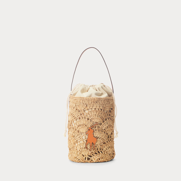 Ralph Lauren Raffia Bucket Handbag- Natural