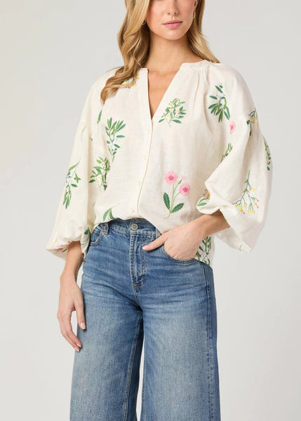 Shoshanna Fred Top- Ivory/Pink/Green