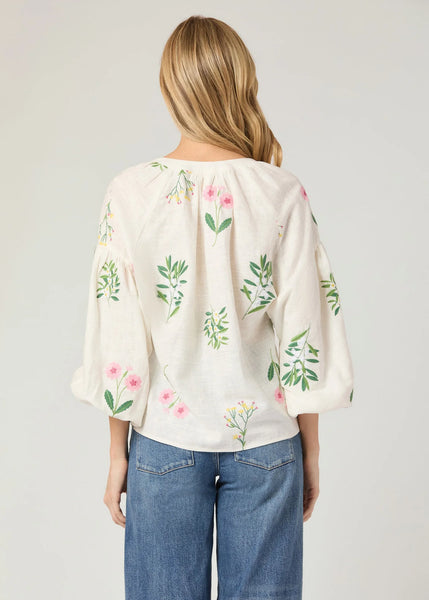 Shoshanna Fred Top- Ivory/Pink/Green