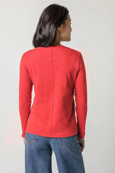 Lilla P L/S V Neck Tee- Red