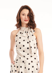 Emily Shalant Polka Dot Satin Halter