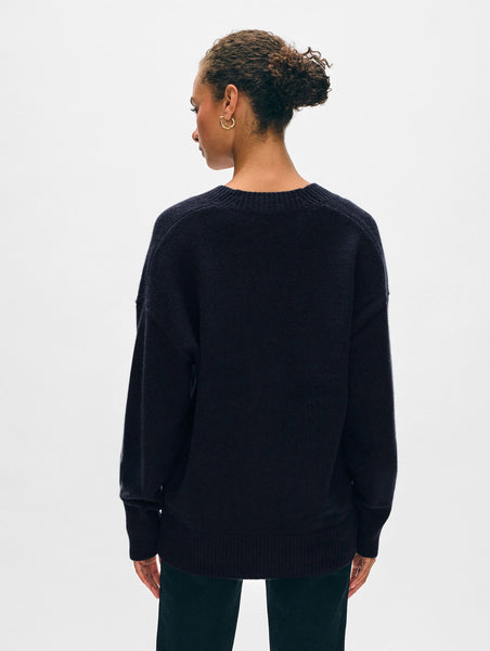 White + Warren Cashmere Luxe Pocket Cardigan- Deep Navy