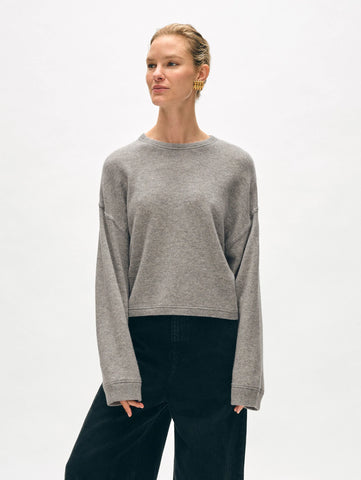 White + Warren Cashmere Mini Heart Sweatshirt