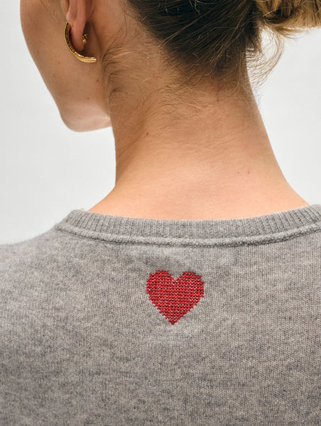 White + Warren Cashmere Mini Heart Sweatshirt