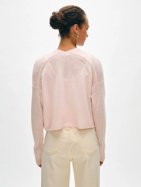 White +Warren Cashmere Featherweight Cardigan- Pink Sand