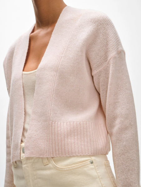 White +Warren Cashmere Featherweight Cardigan- Pink Sand