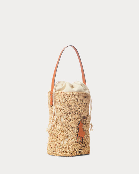 Ralph Lauren Raffia Bucket Handbag- Natural