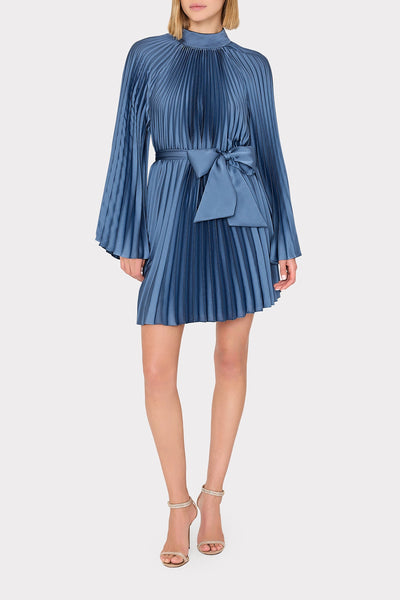 Milly Nandi Mock Neck Pleated Dress