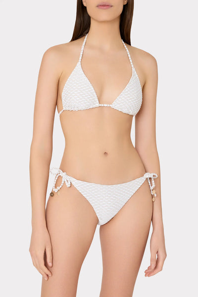 Milly Textured Waves Millie String Bikini Bottom- White