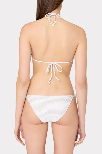 Milly Textured Waves Millie String Bikini Bottom- White