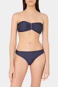 Milly Margot Texture Waves Bikini Bottom- Navy