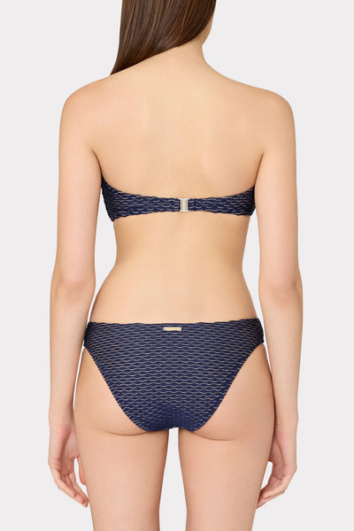 Milly Margot Texture Waves Bikini Bottom- Navy