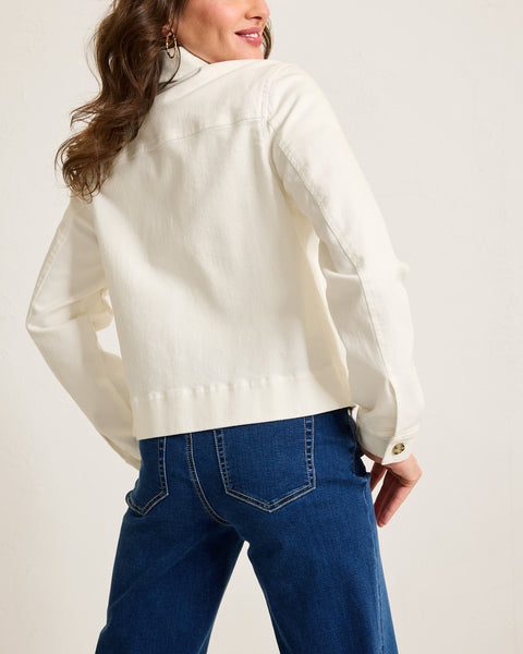 TB Cropped Peacoat- White