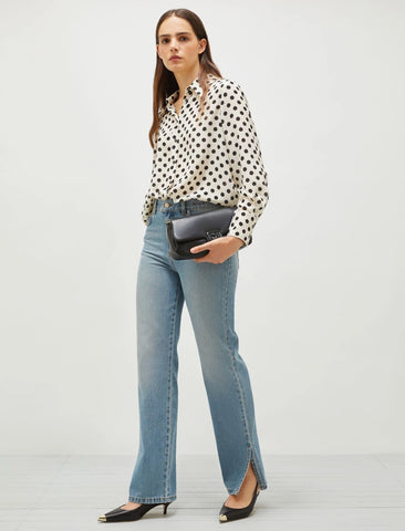 Marella Conio Georgette Blouse- White Spotted