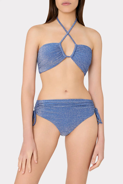 Milly Shimmer Halter Bikini Top- Blue