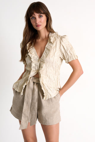 Shan Gold Short Sleeve Crinkle Blouse