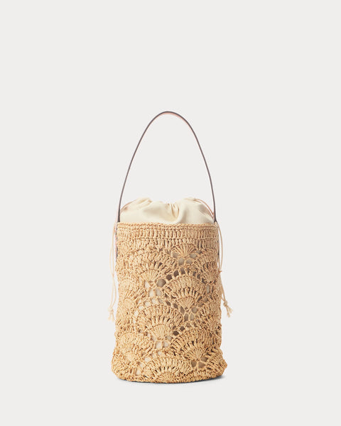 Ralph Lauren Raffia Bucket Handbag- Natural