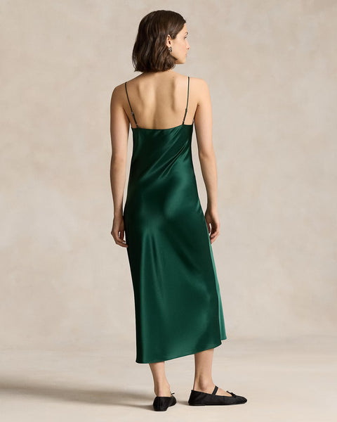 RL Silk Slip Dress- Pine