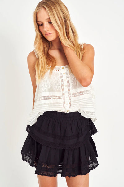 LoveShackFancy Ruffle Mini Skirt- Black