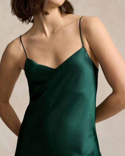 RL Silk Slip Dress- Pine