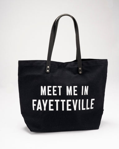 Meet Me In Fayetteville Cotton Canvas Essential Tote- Black