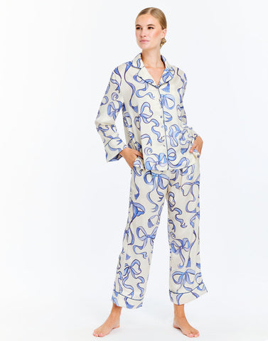 Mestiza Gigi Pajama Set- Ecru/Blue