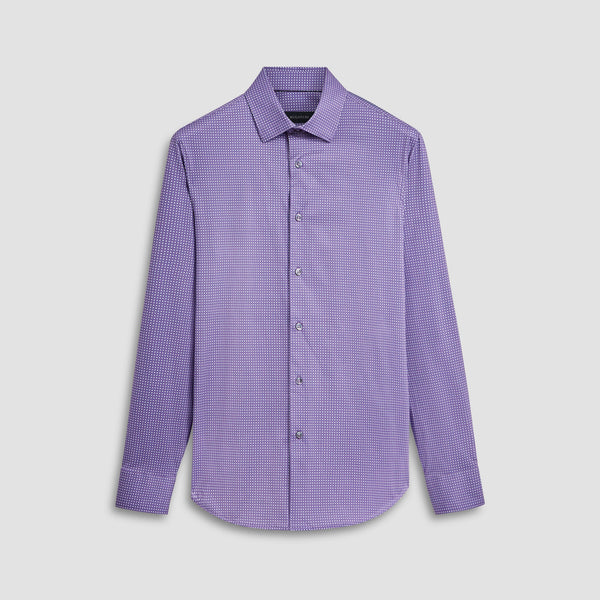 Bugatchi Button Front Shirt- Purple W/Navy