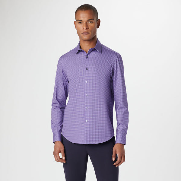 Bugatchi Button Front Shirt- Purple W/Navy