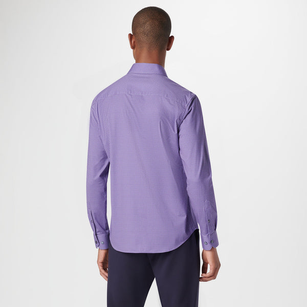 Bugatchi Button Front Shirt- Purple W/Navy