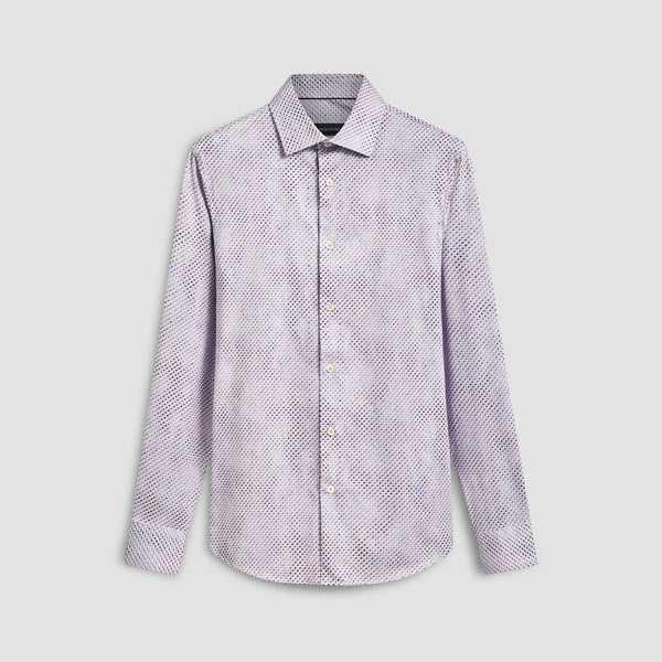 Bugatchi Button Front Shirt- Berry/Pink/Lt Blue