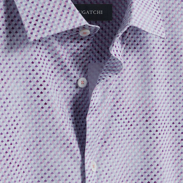 Bugatchi Button Front Shirt- Berry/Pink/Lt Blue