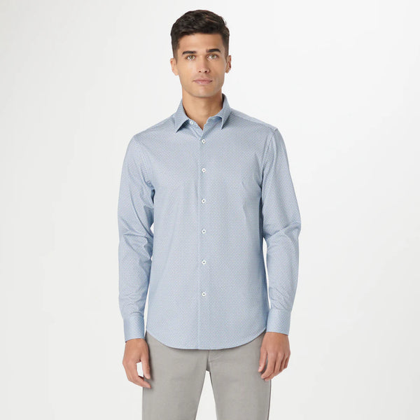 Bugatchi Button Front Shirt- Mint Dot Multi