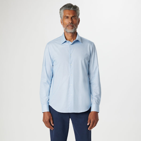 Bugatchi Button Front Shirt- Lt Blue W/dot