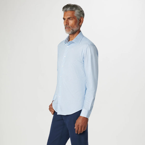 Bugatchi Button Front Shirt- Lt Blue W/dot