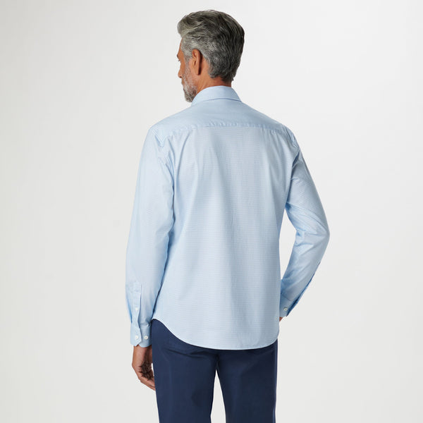 Bugatchi Button Front Shirt- Lt Blue W/dot