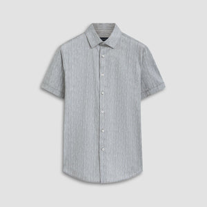 Bugatchi S/S Button Front Shirt- Vertical Heathered Graphite