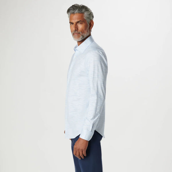 Bugatchi Button Front Shirt- Space Dye Blue