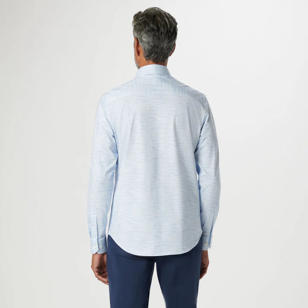 Bugatchi Button Front Shirt- Space Dye Blue