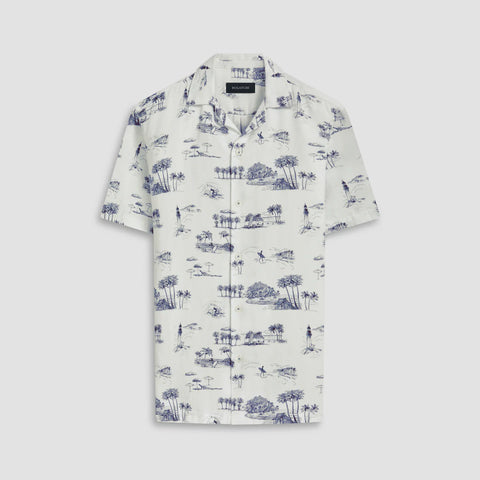 Bugatchi Short Sleeve Beach Shirt- White