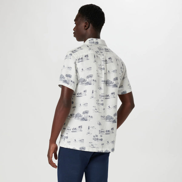 Bugatchi Short Sleeve Beach Shirt- White