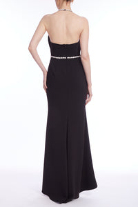 Badgley Mischka Necklace Halter Gown- Black