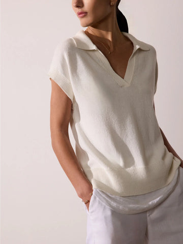 Brochu Walker Jaia Polo Looker Sweater - Salt White