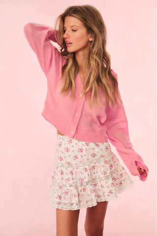 LoveShackFancy Lawrence Cardigan- Sunset Pink