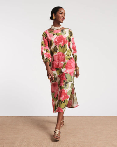 Frances Valentine Pretty Peonies Poplin Maxi Dress