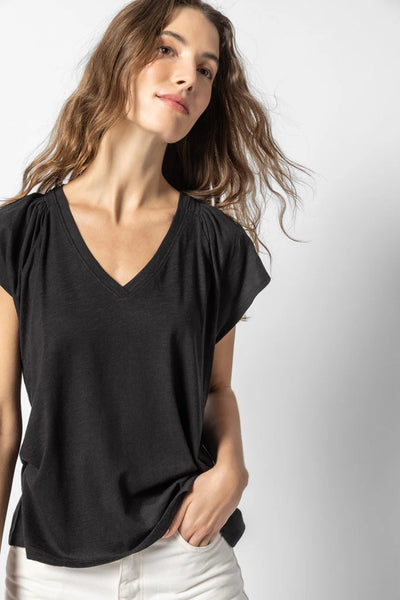 Lilla P Shirred Shoulder Tee