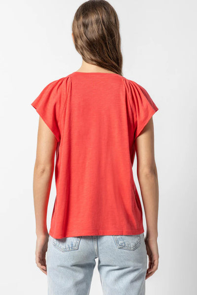 Lilla P Shirred Shoulder Tee