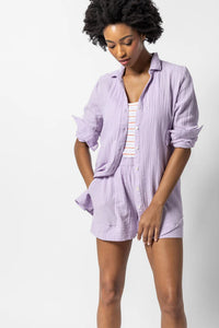 Lilla P Long Sleeve Button Down Tunic Top