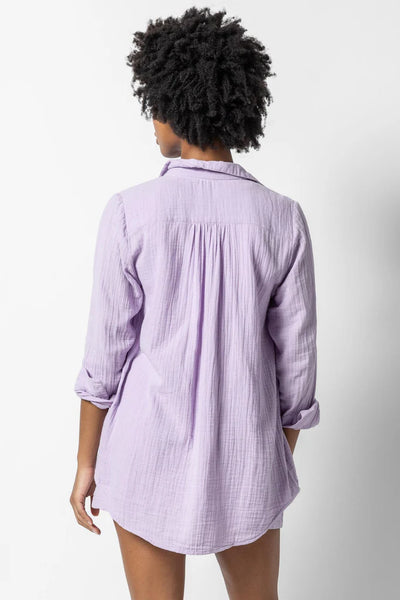 Lilla P Long Sleeve Button Down Tunic Top