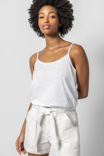 Lilla P Elastic Hem Camisole- White